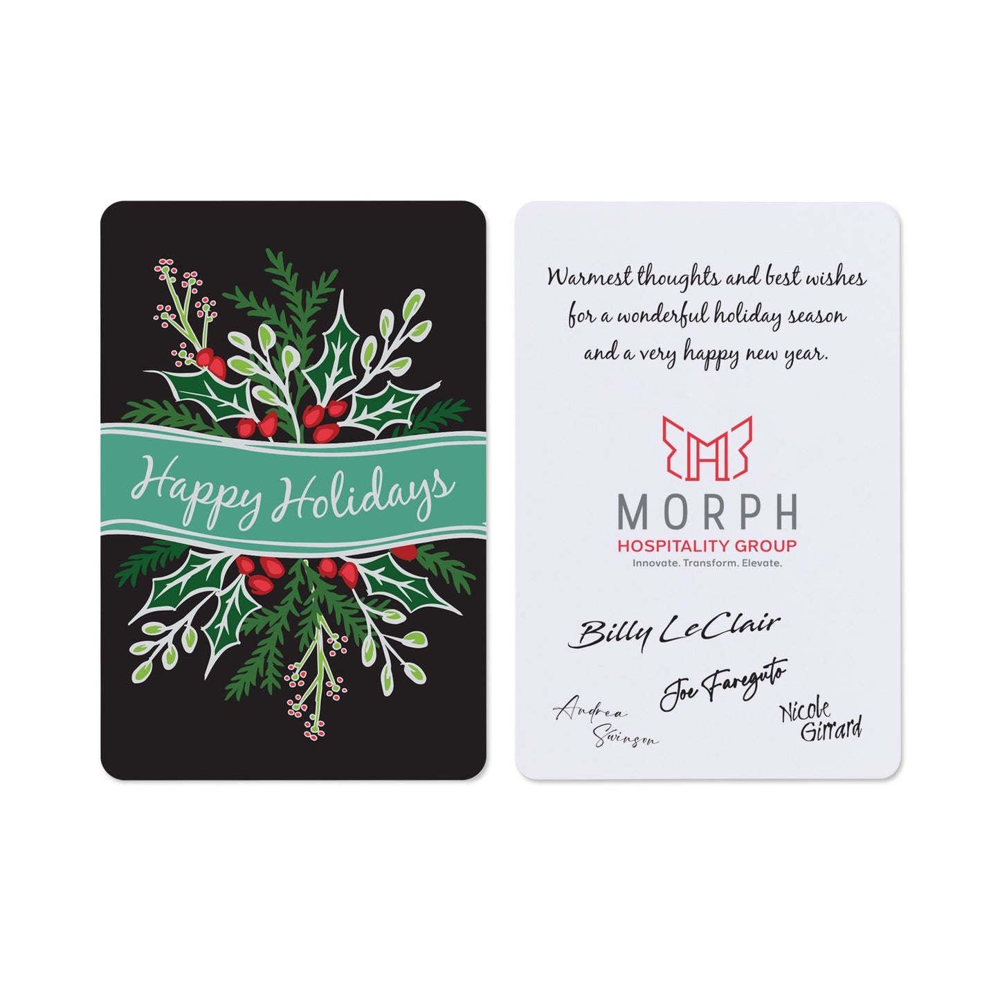 White Festive Flourish Holiday Greeting Card