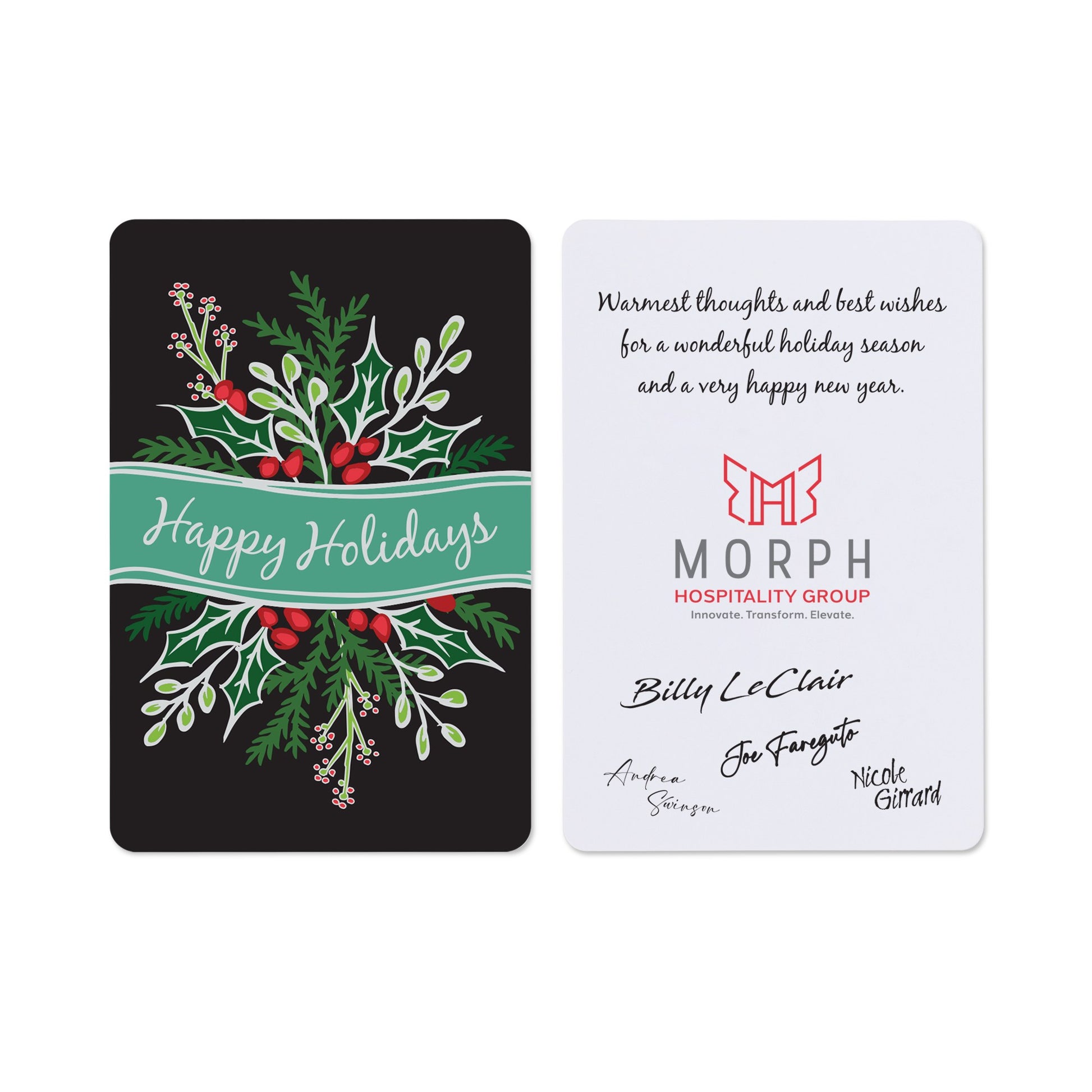 White Festive Flourish Holiday Greeting Card