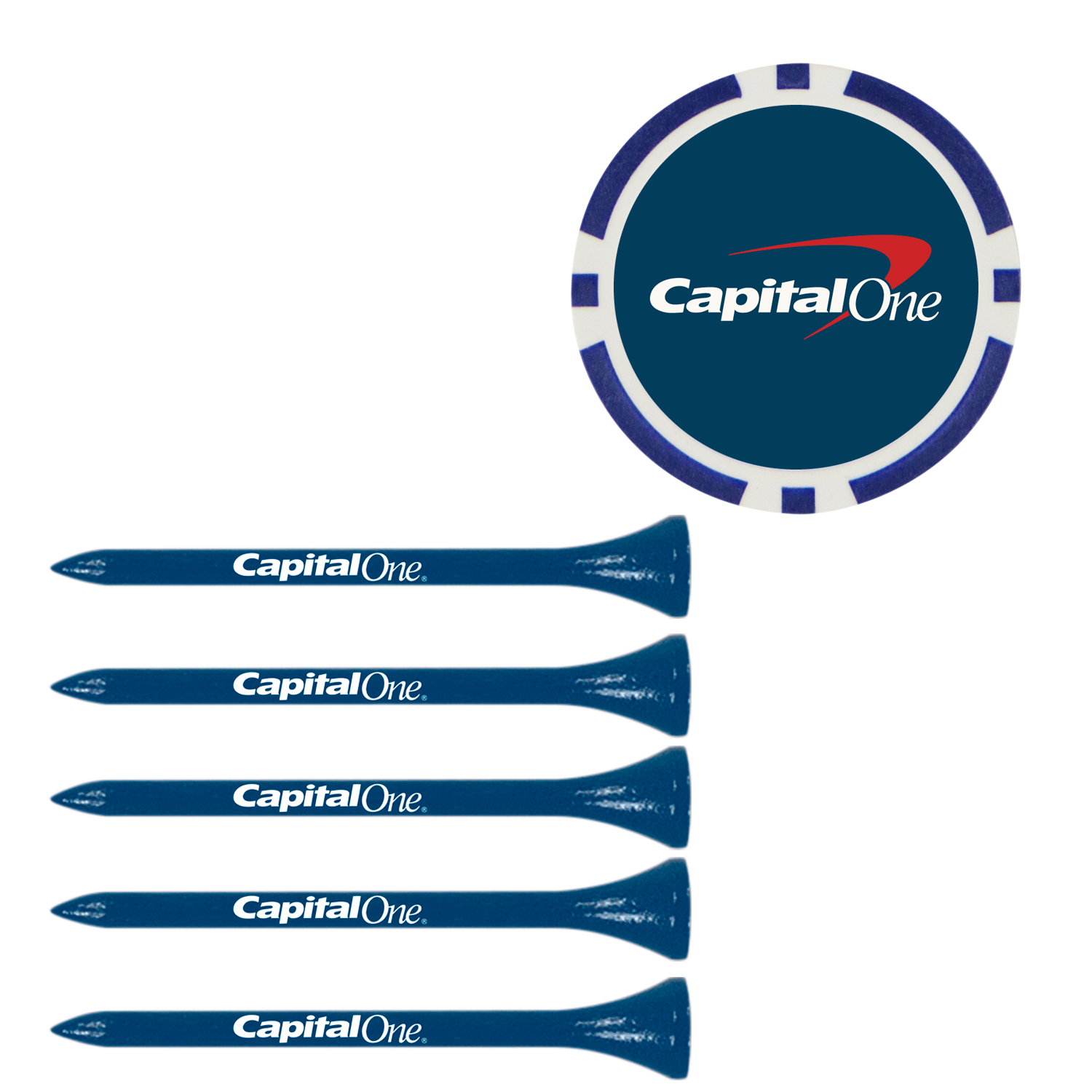 Poker Chip Ball Marker with (5) 2-3/4" Tees