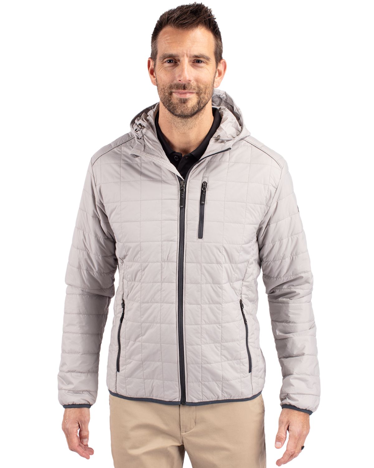 Polished Cutter & Buck Rainier Primaloft Eco Mens Full Zip Hooded Jacket  - S