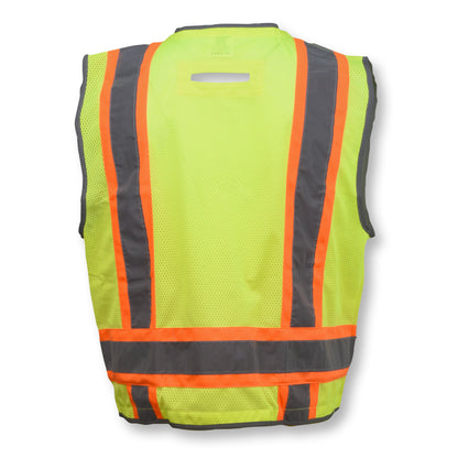 SV6H Type R Class 2 Heavy Duty Two Tone Mesh Surveyor Vest with Solid Pockets - Green - Size 2X
