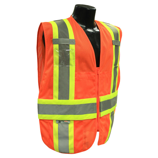 SV23-2 Type R Class 2 Expandable Two Tone Mesh Safety Vest - Orange - Size XL-2X