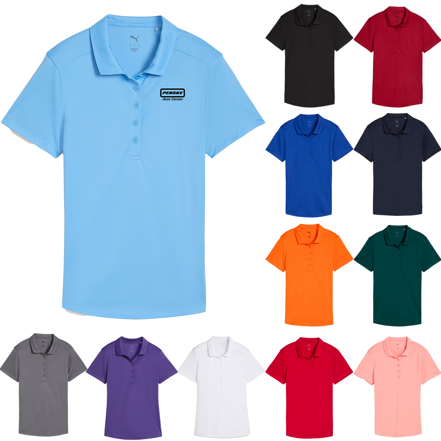 Black Puma Women's Solid Short Sleeve Polo  - 2XL