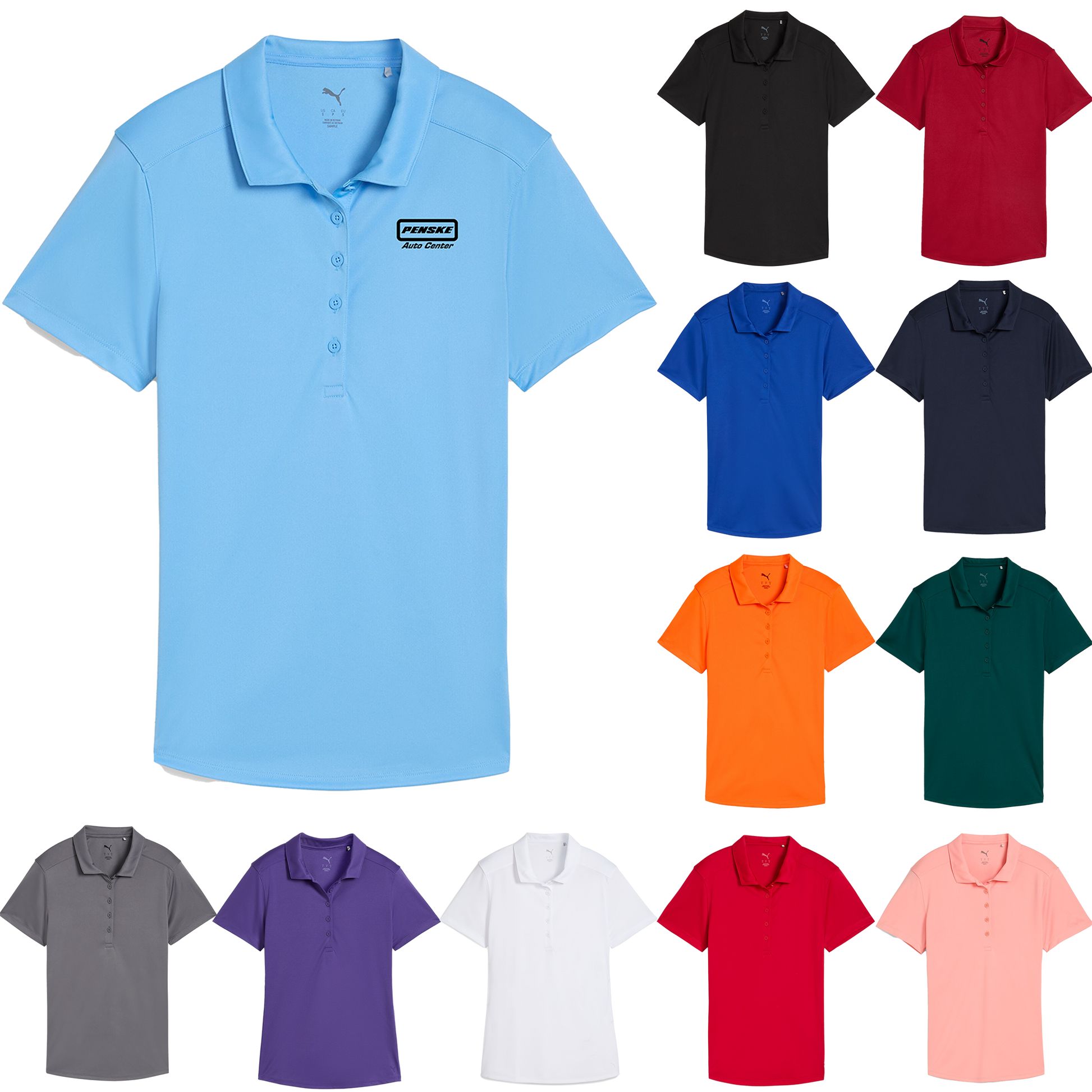 Black Puma Women's Solid Short Sleeve Polo  - 2XL