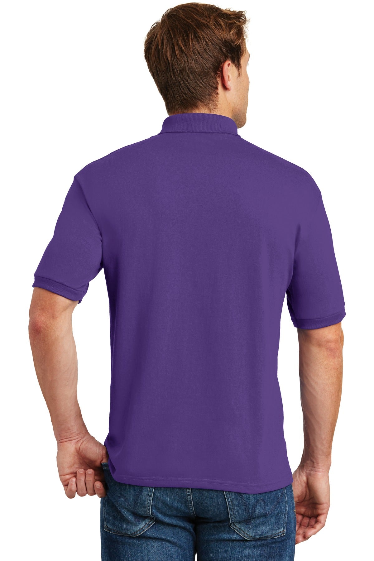 Purple Hanes EcoSmart - 5.2-Ounce Jersey Knit Sport Shirt 054X