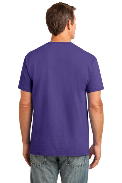 Purple Port & Company Core Cotton Pocket Tee. PC54P