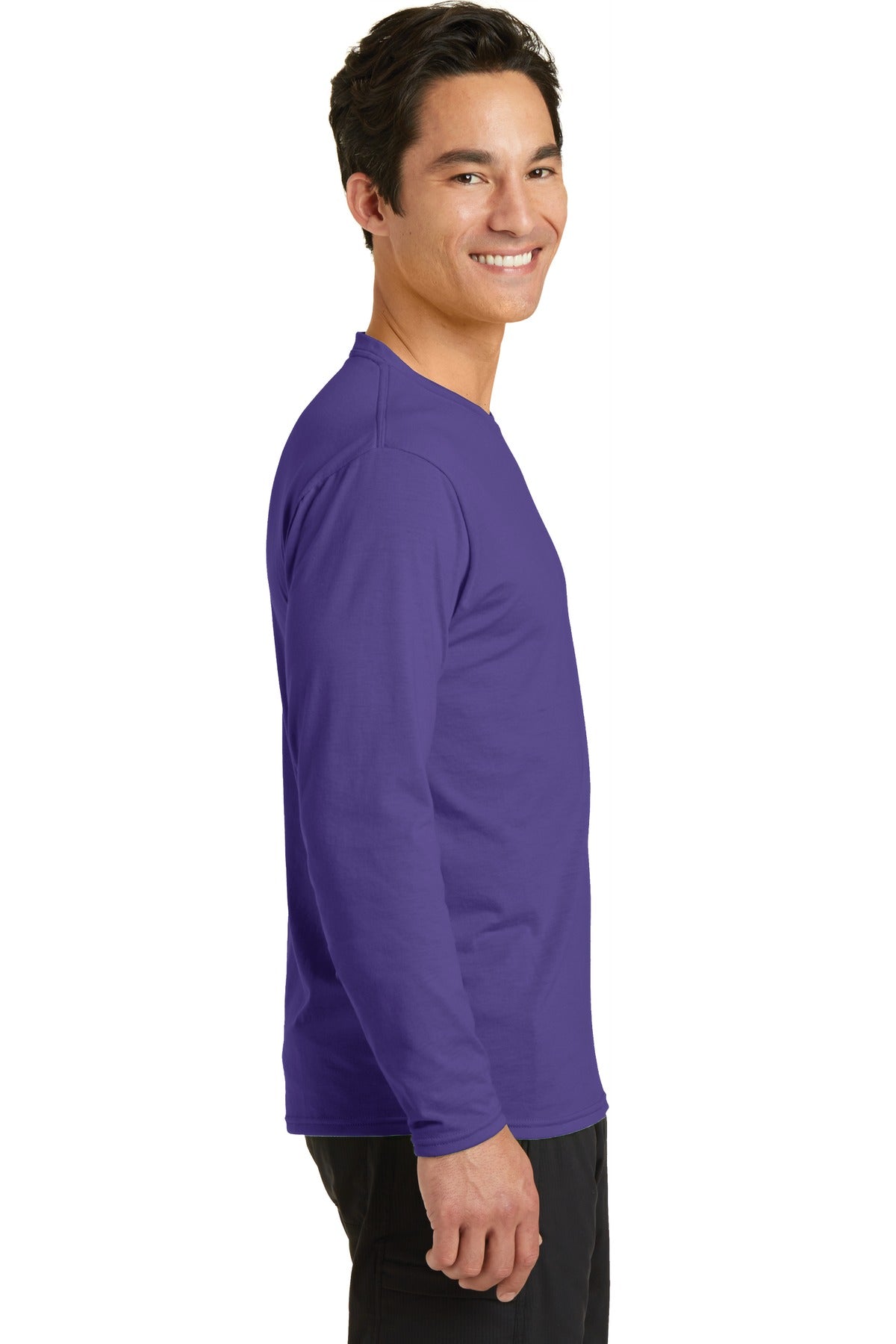 Purple Port & Company Long Sleeve Performance Blend Tee. PC381LS