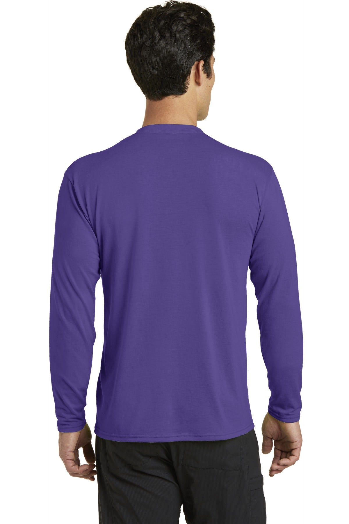 Purple Port & Company Long Sleeve Performance Blend Tee. PC381LS