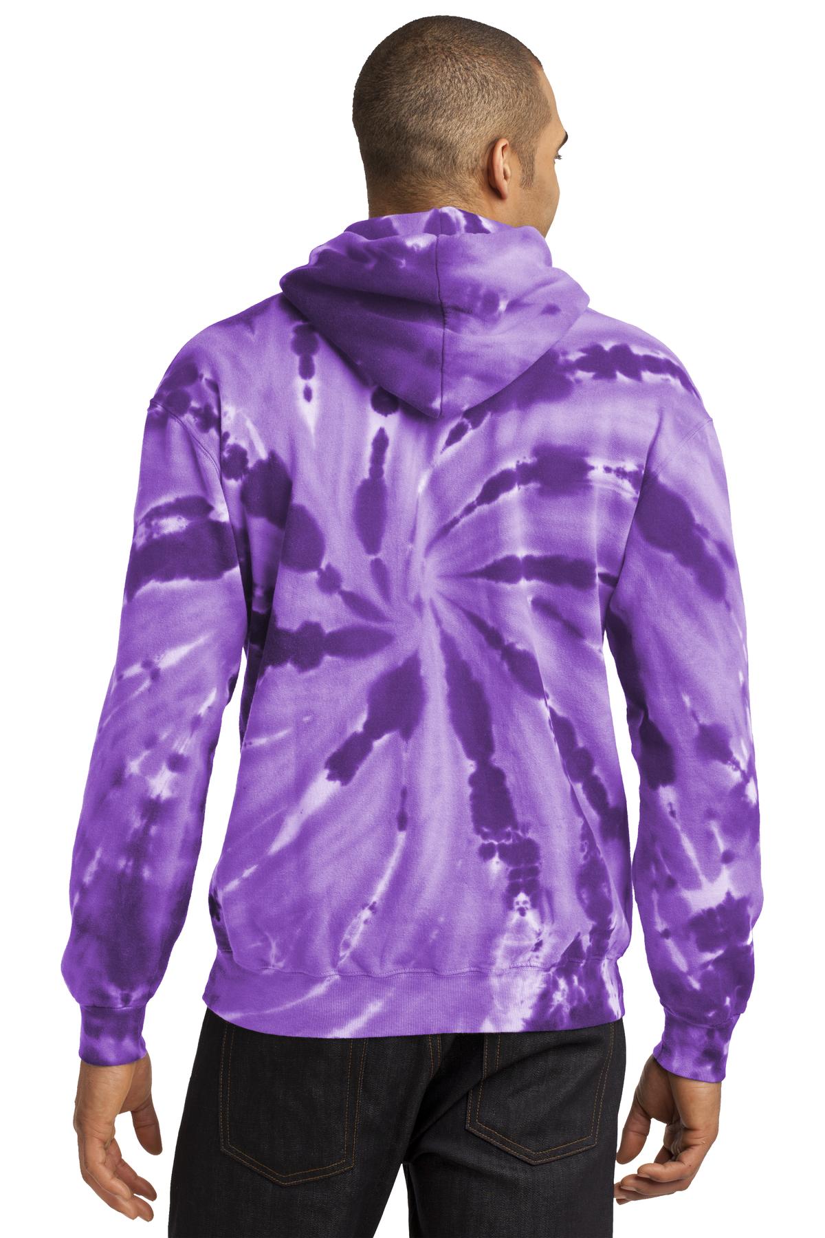 Purple Port & Company Tie-Dye Pullover Hooded Sweatshirt. PC146