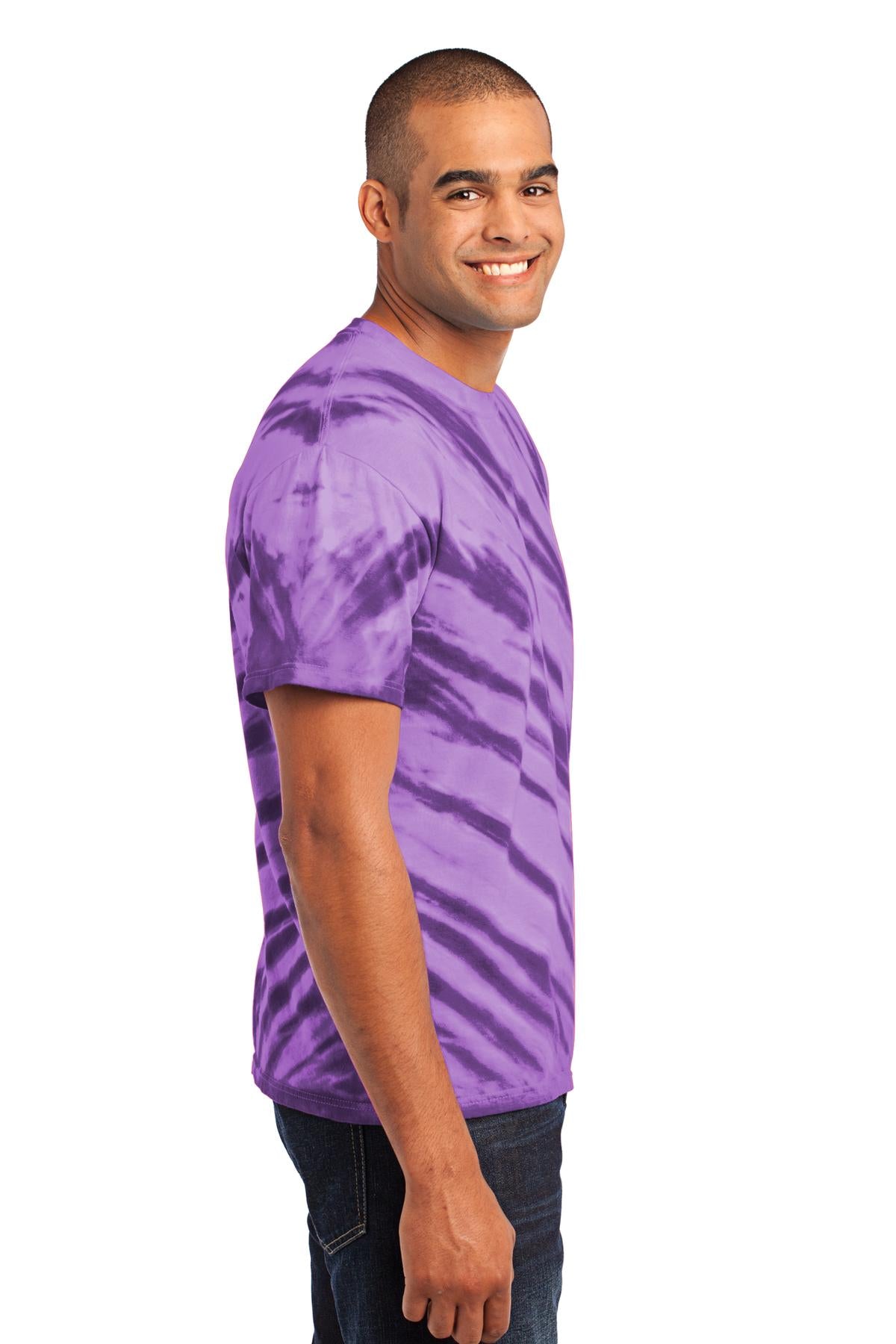 Purple Port & Company - Tiger Stripe Tie-Dye Tee. PC148