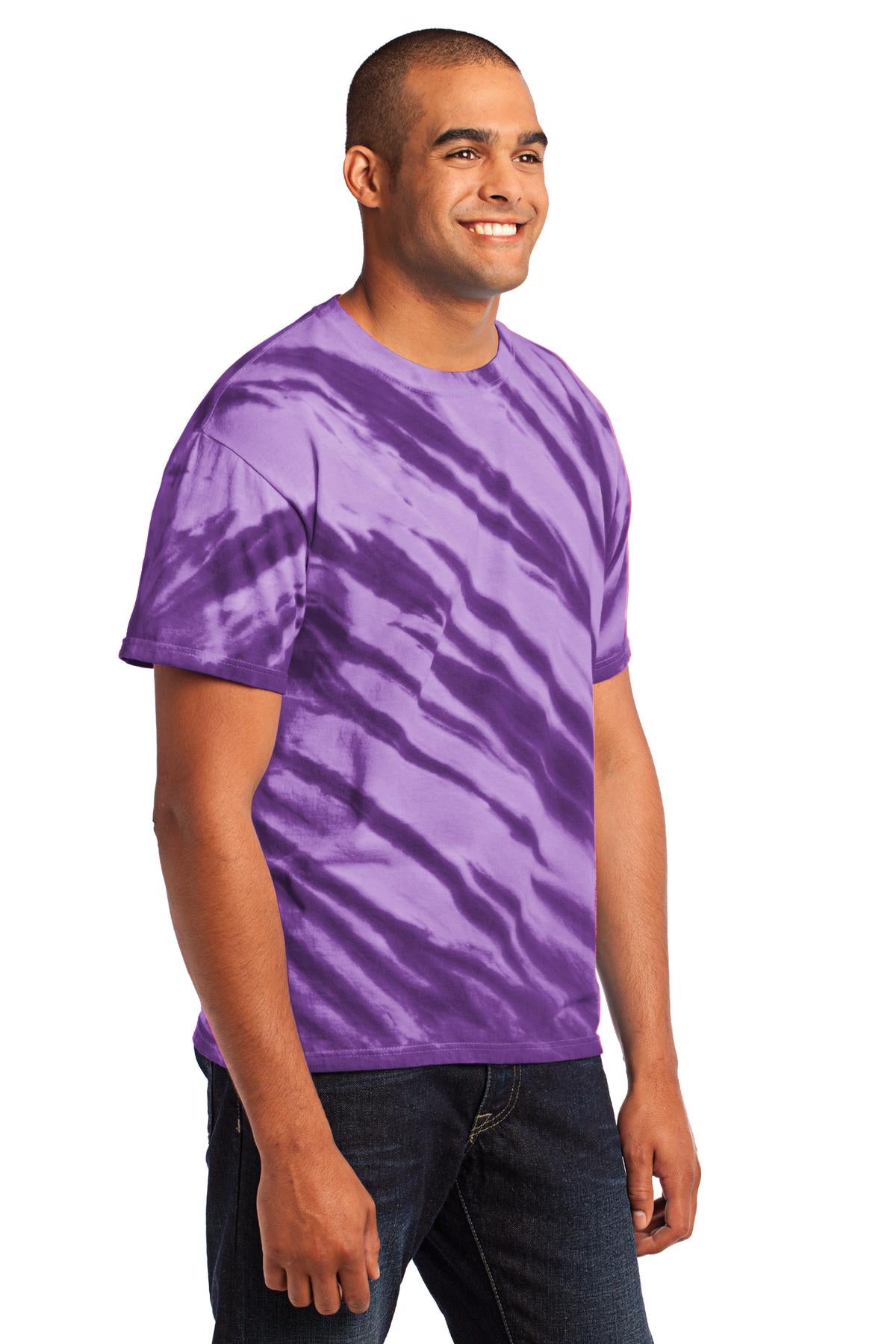 Purple Port & Company - Tiger Stripe Tie-Dye Tee. PC148