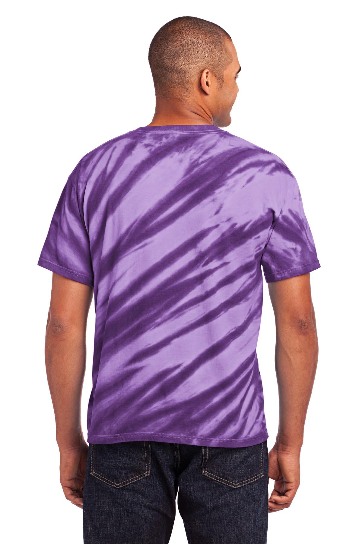 Purple Port & Company - Tiger Stripe Tie-Dye Tee. PC148