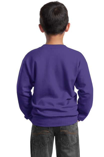 Purple Port & Company Youth Core Fleece Crewneck Sweatshirt. PC90Y