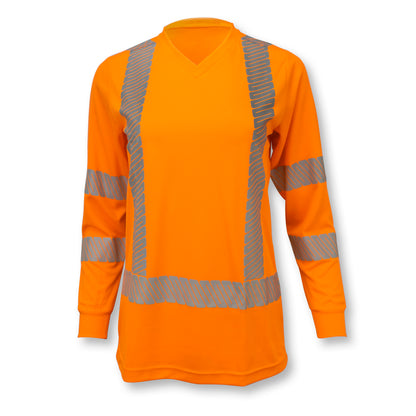 ST21 Class 3 High Visibility Women's Long Sleeve T-Shirt with Max-Dri™ - Green - Size 2X