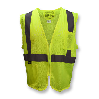 SV25 Economy Class 2 Self-Extinguishing Mesh Safety Vest with Zipper - Green - Size 2X