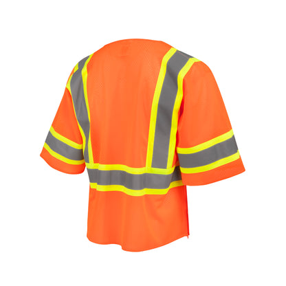 SV232-3 Two Tone Surveyor Type R Class 3 Mesh Safety Vest with Dual Side Zippers - Green - Size 2X