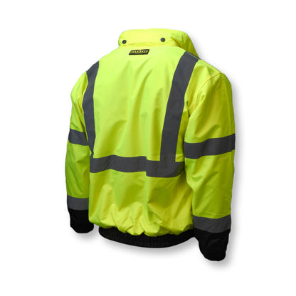 SJ210B Three-in-One Deluxe High Visibility Bomber Jacket - Green/Black Bottom - Size 2X