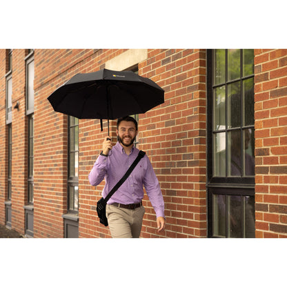 Black Elements 46" Recycled Auto Open & Close Executive Folding Umbrella
