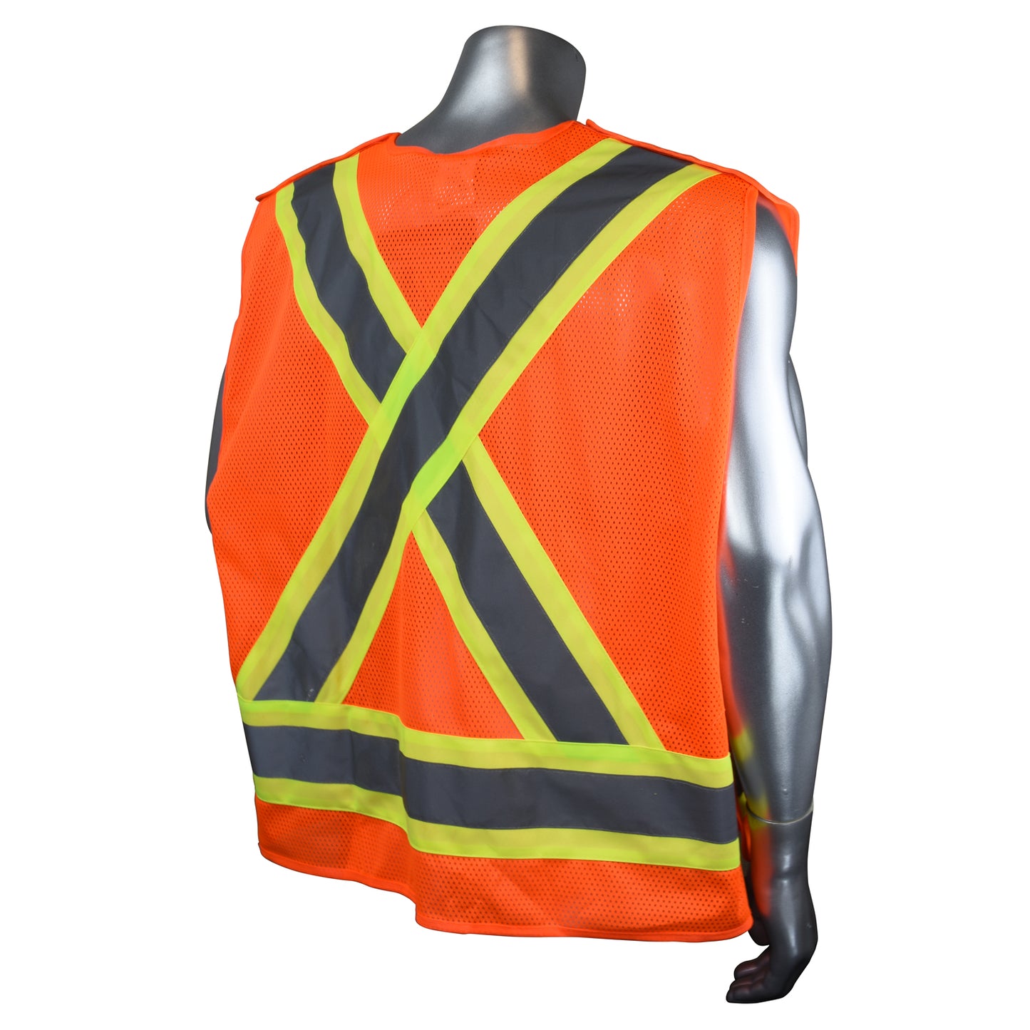 SV020X-2 Heavy Duty 7-Pocket Tear Away Cruiser Vest X-Back - Hi Vis Green - Size 2X