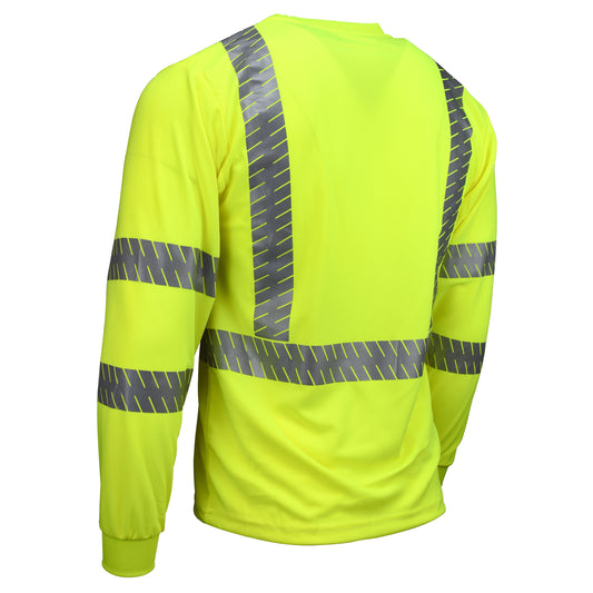 ST24-3 Type R Class 3 Long Sleeve T-Shirt with Rad-Shade® UV Protection - Hi-Vis Green - Size 2X