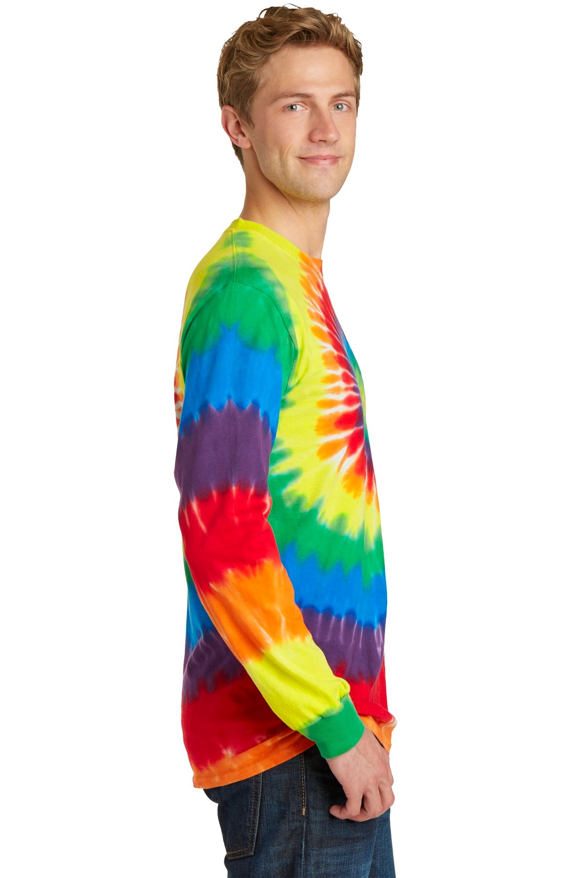 Rainbow Port & Company Tie-Dye Long Sleeve Tee. PC147LS