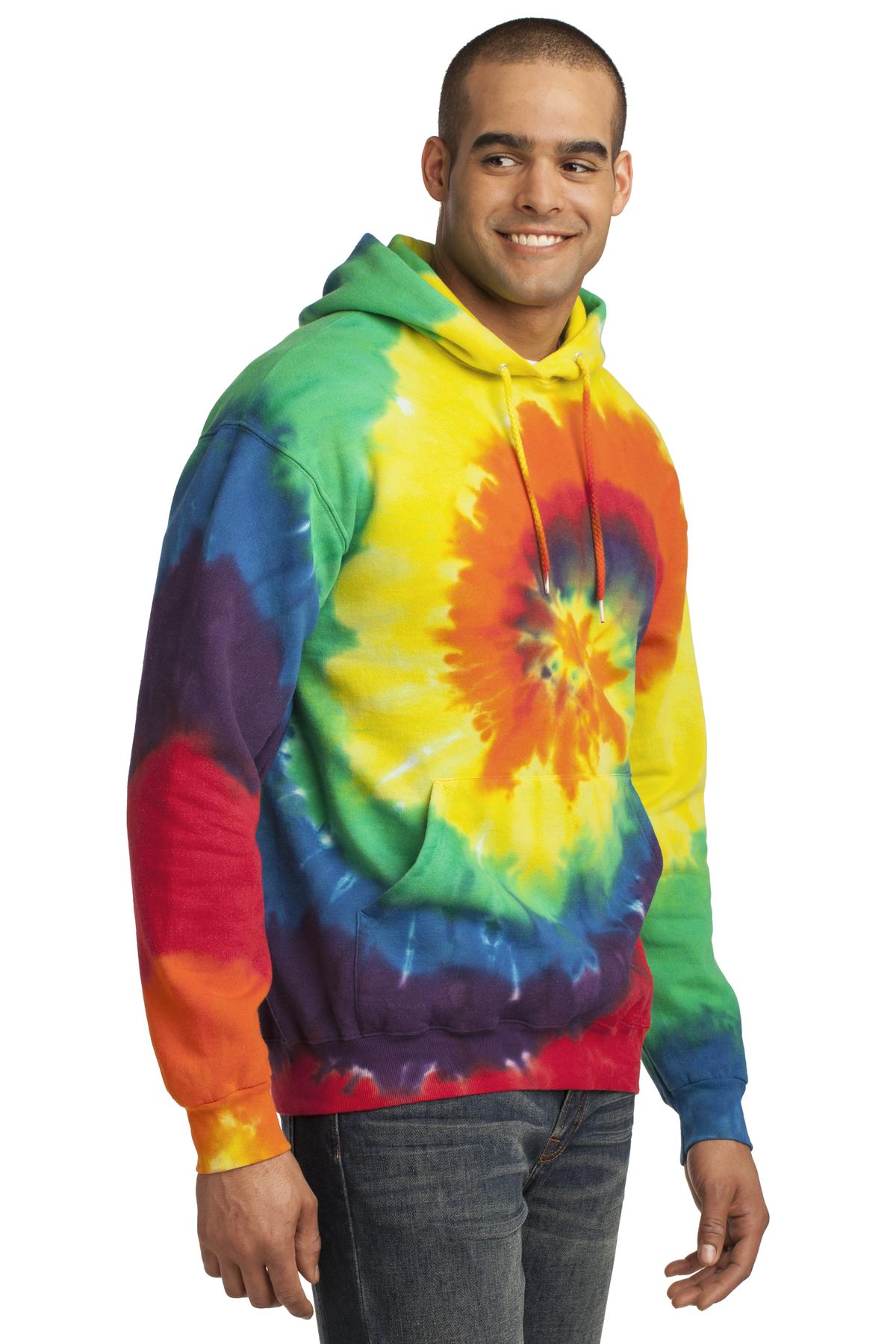 Rainbow Port & Company Tie-Dye Pullover Hooded Sweatshirt. PC146