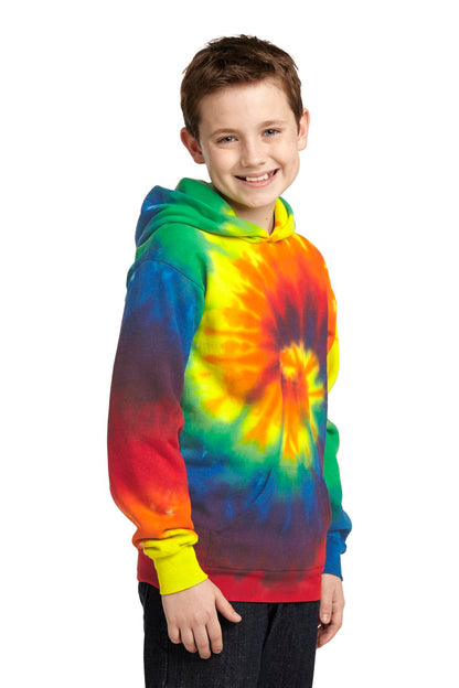Rainbow Port & Company Youth Tie-Dye Pullover Hooded Sweatshirt. PC146Y