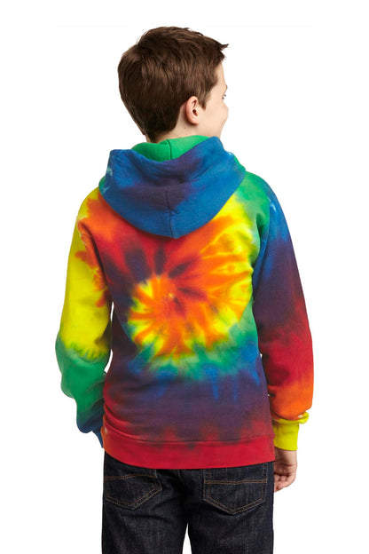 Rainbow Port & Company Youth Tie-Dye Pullover Hooded Sweatshirt. PC146Y