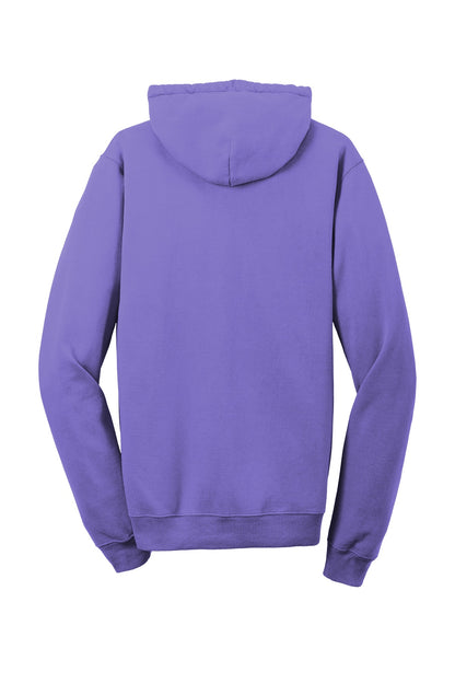 Rear View of Amethyst Port & Company Beach Wash Garment-Dyed Pullover Hooded Sweatshirt. PC098H