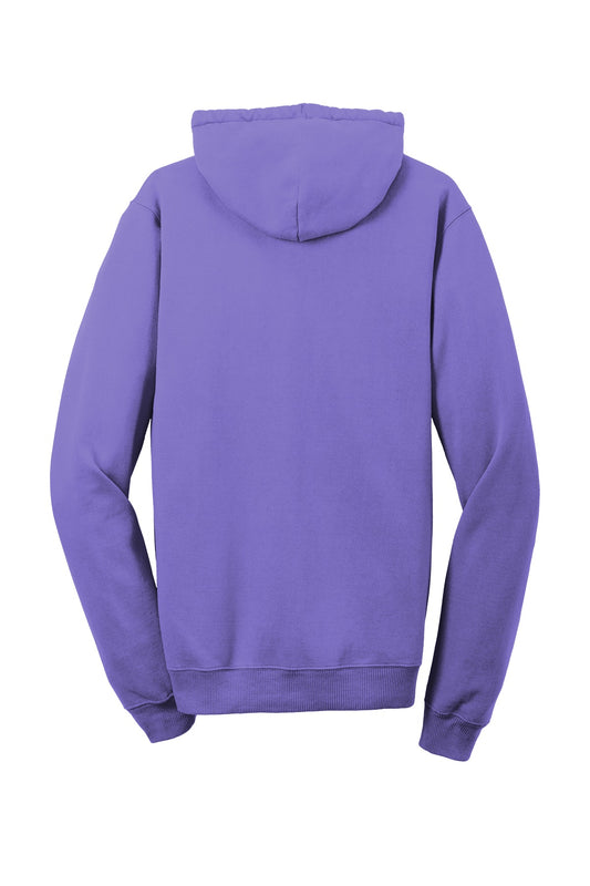 Rear View of Amethyst Port & Company Beach Wash Garment-Dyed Pullover Hooded Sweatshirt. PC098H