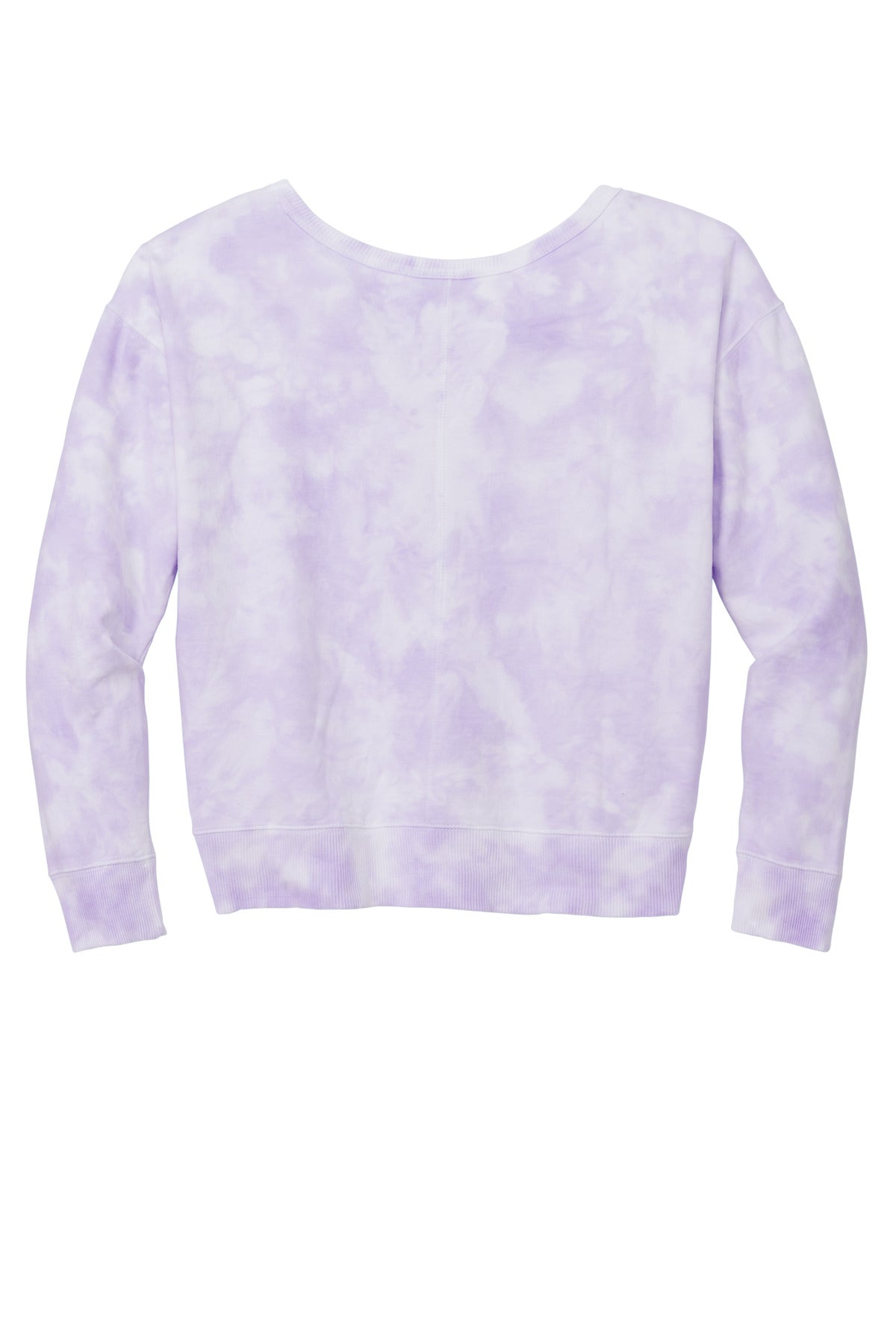 Rear View of Amethyst Port & Company Women's Beach Wash Cloud Tie-Dye V-Neck Sweatshirt LPC140V