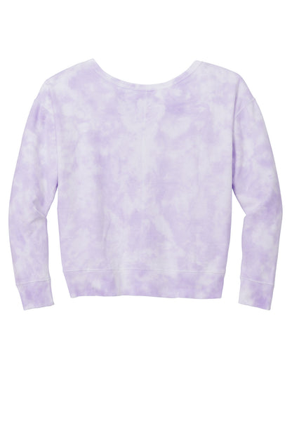 Rear View of Amethyst Port & Company Women's Beach Wash Cloud Tie-Dye V-Neck Sweatshirt LPC140V