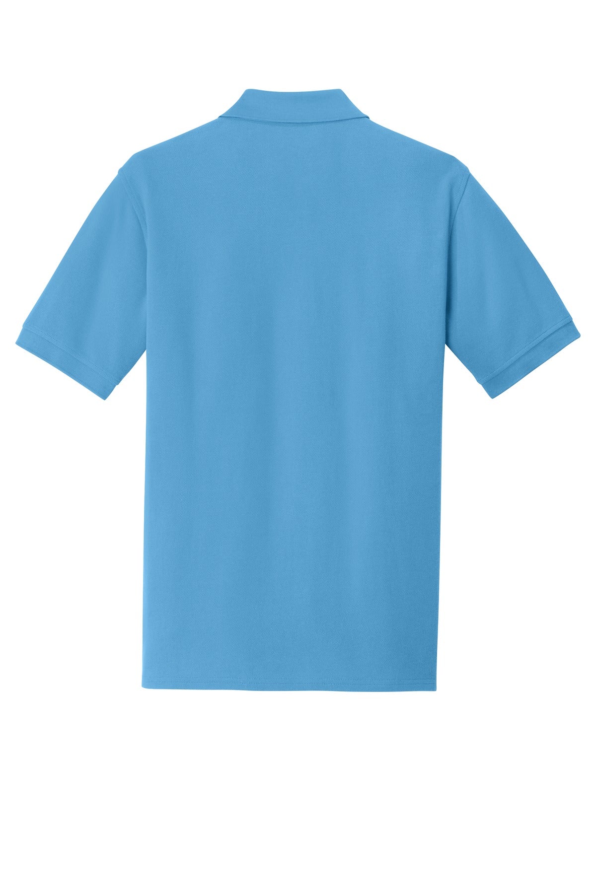 Rear View of Aquatic Blue Port & Company Combed Ring Spun Pique Polo. KP1500