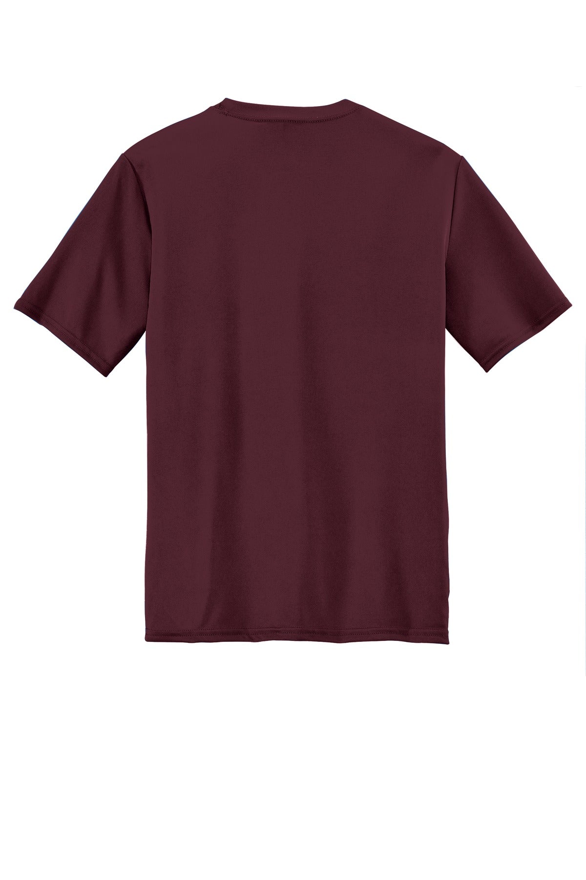 Rear View of Ath Maroon Port & Company Youth Performance Tee. PC380Y