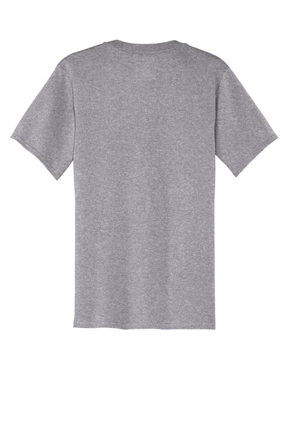 Rear View of Athl Heather Port & Company Core Cotton Pocket Tee. PC54P