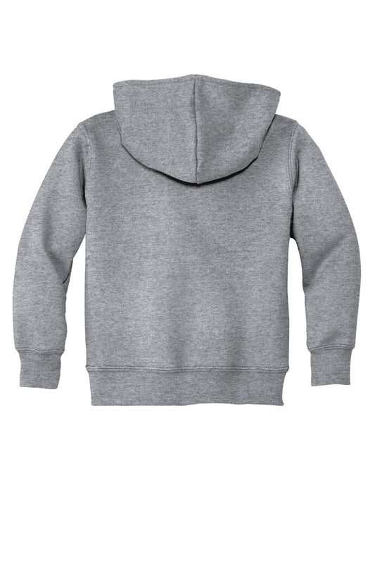 Rear View of Athl Heather Port & Company Toddler Core Fleece Pullover Hooded Sweatshirt. CAR78TH