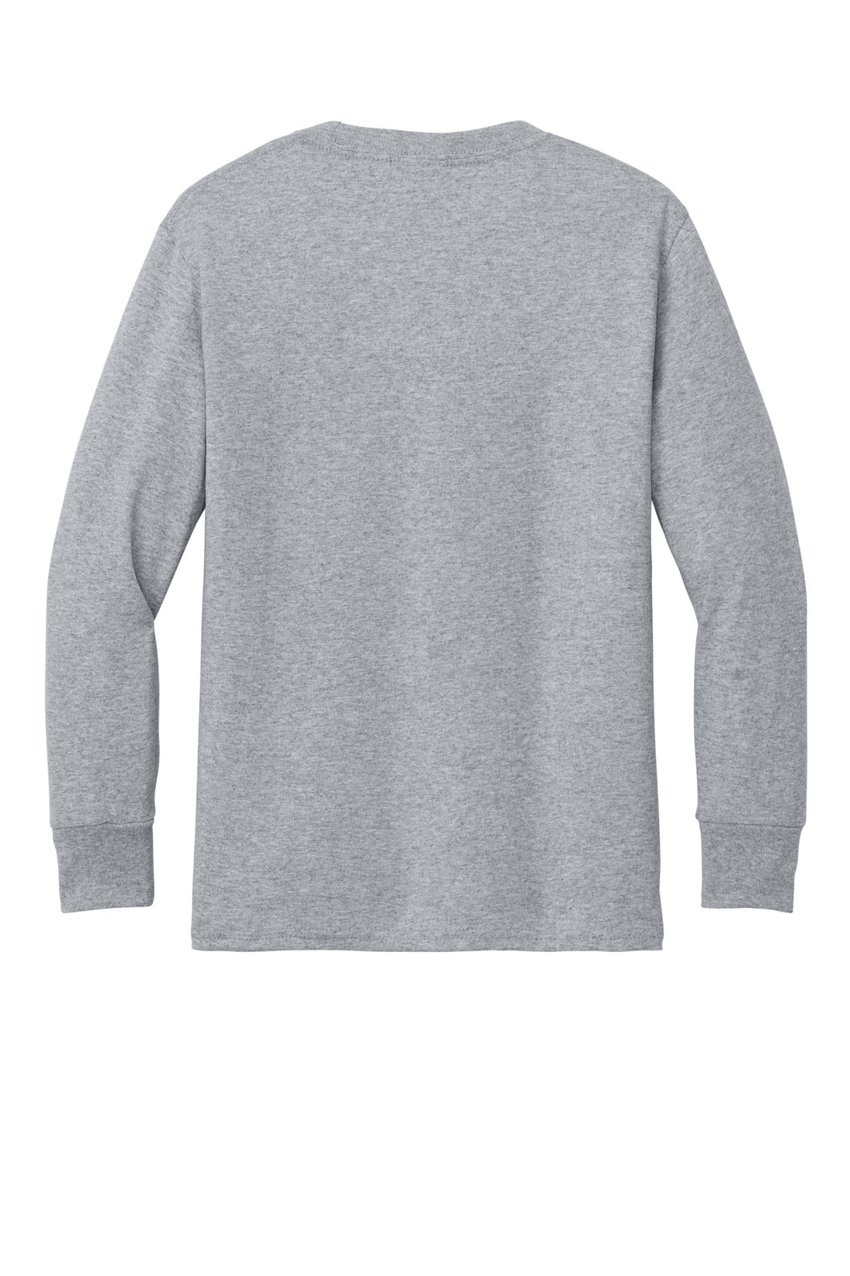Rear View of Athl Heather Port & Company Youth Long Sleeve Core Cotton Tee. PC54YLS