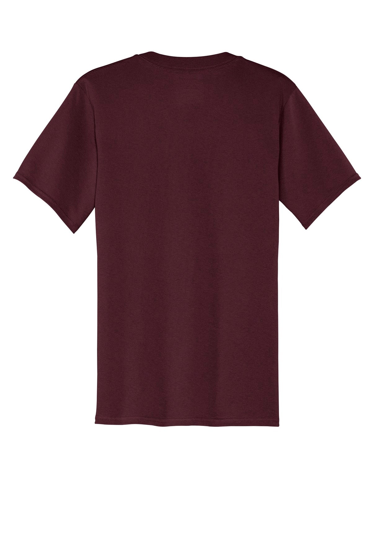 Rear View of Athl Maroon Port & Company Core Cotton Pocket Tee. PC54P