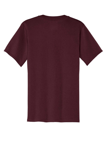 Rear View of Athl Maroon Port & Company Core Cotton Pocket Tee. PC54P
