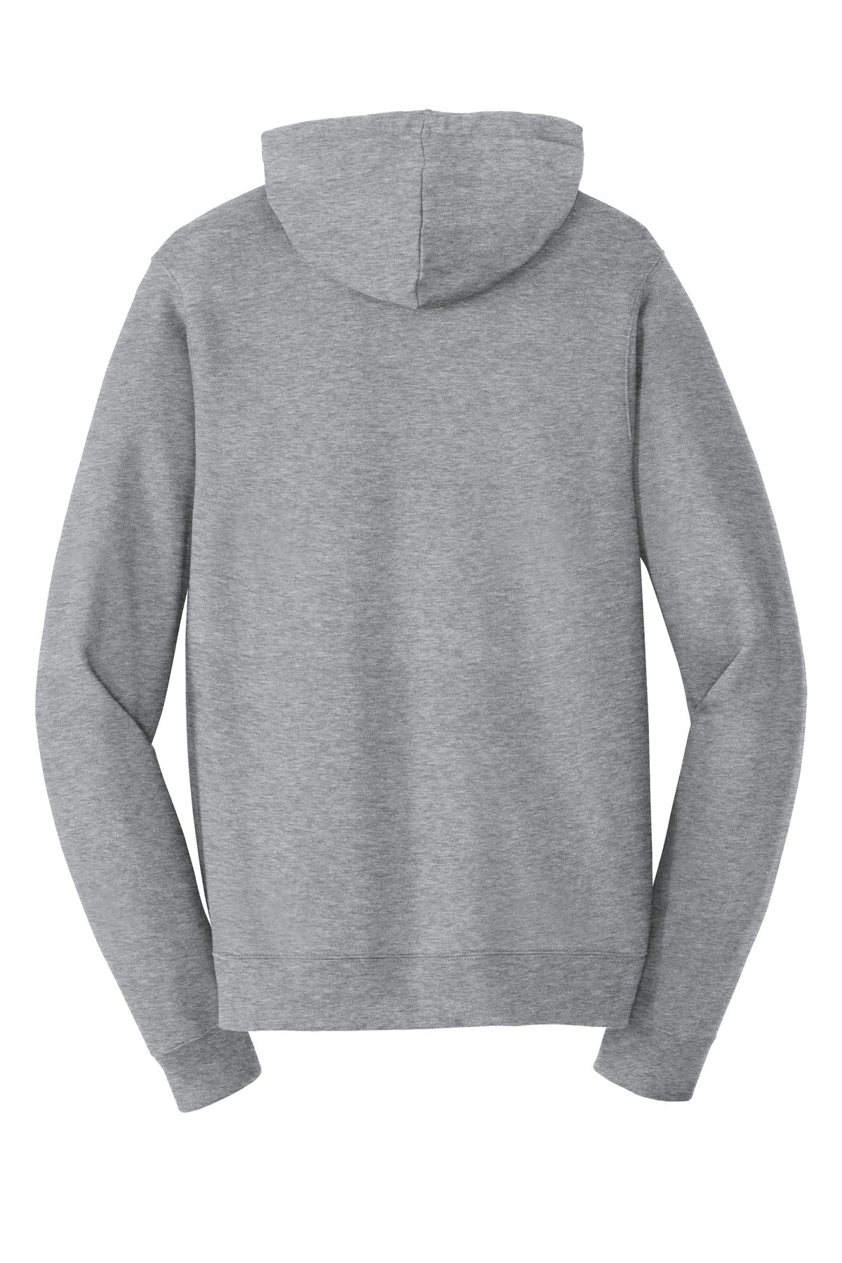 Rear View of Athletic Hthr Port & Company Fan Favorite Fleece Full-Zip Hooded Sweatshirt. PC850ZH