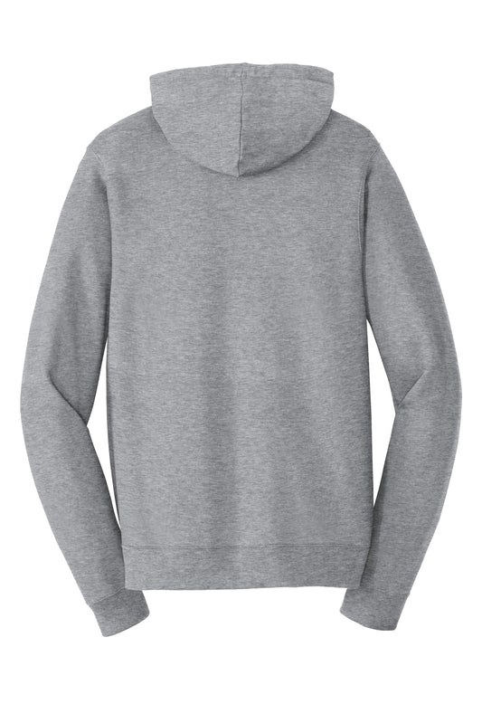 Rear View of Athletic Hthr Port & Company Fan Favorite Fleece Full-Zip Hooded Sweatshirt. PC850ZH