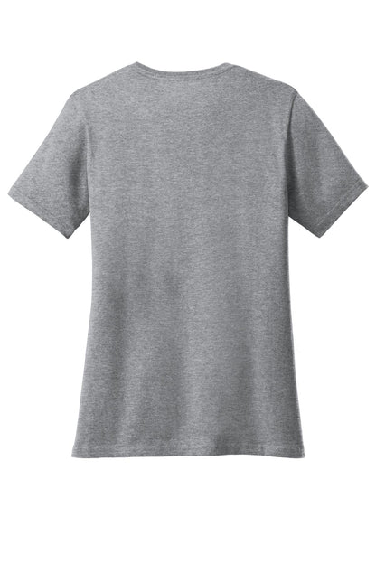 Rear View of Athletic Hthr Port & Company Women's Core Blend Tee. LPC55