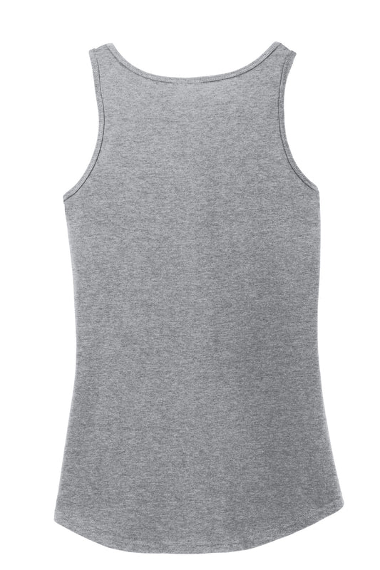 Rear View of Athletic Hthr Port & Company Women's Core Cotton Tank Top. LPC54TT