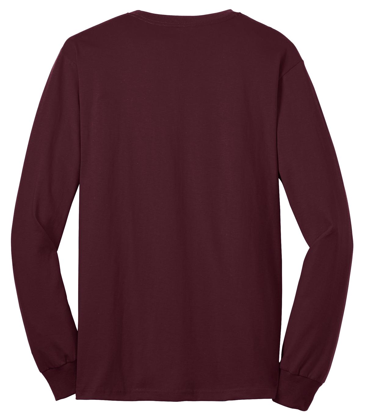 Rear View of Athletic Marn Port & Company Tall Long Sleeve Core Blend Tee. PC55LST