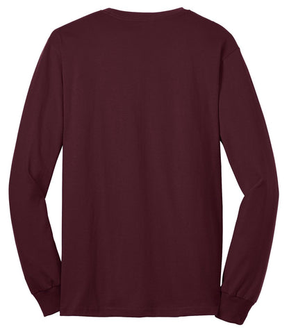 Rear View of Athletic Marn Port & Company Tall Long Sleeve Core Blend Tee. PC55LST