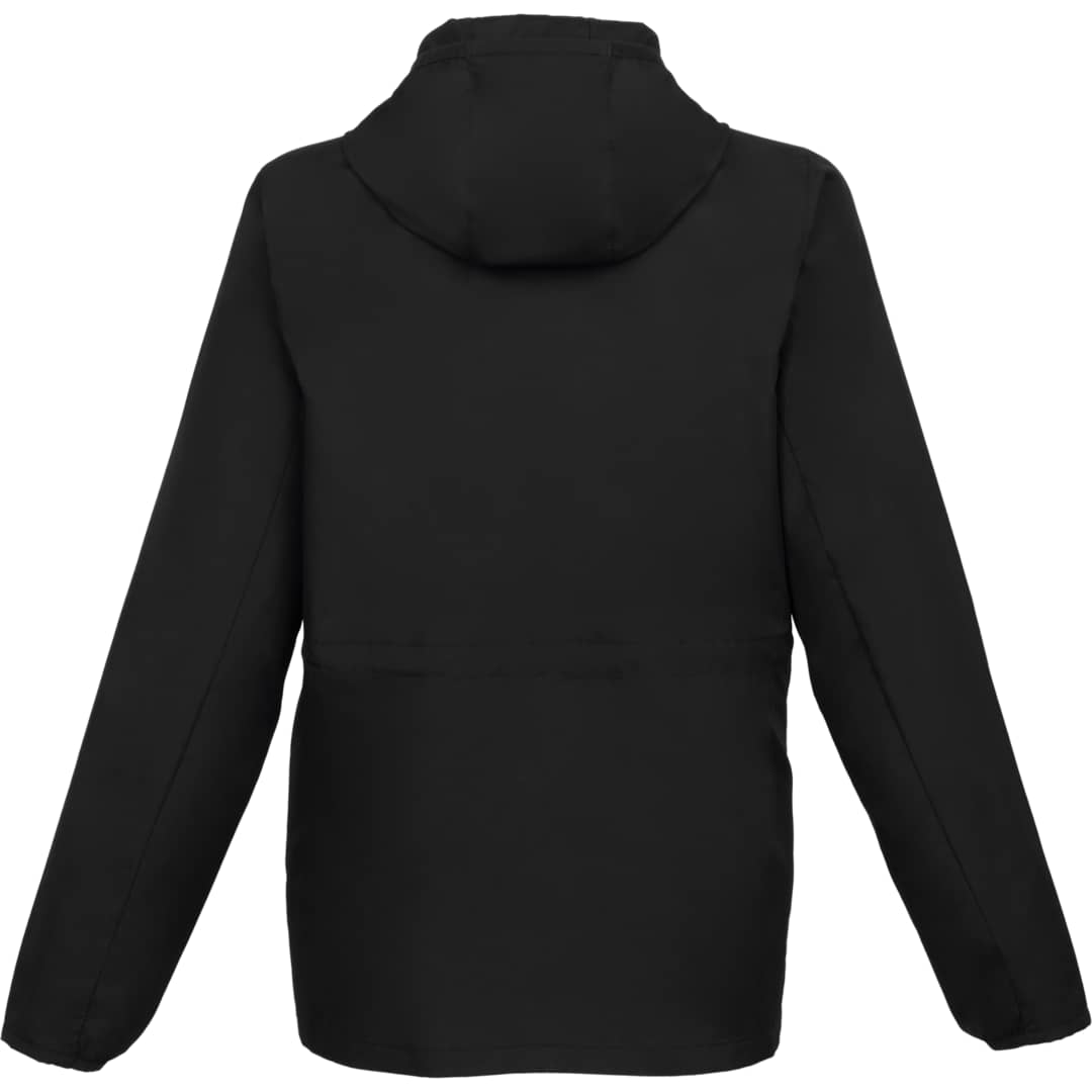 Rear View of Black ANETO Lightweight Packable Jacket - Women's plain