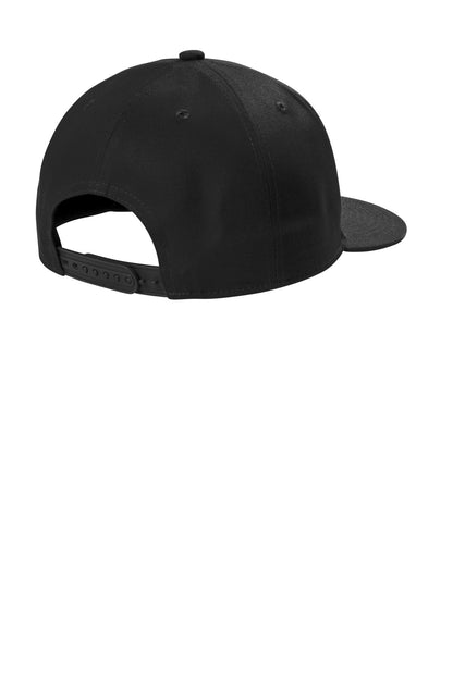 Rear View of Black Port Authority Snapback Flat Bill Cap C116