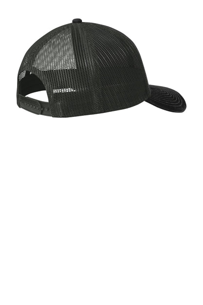 Rear View of Black/Grey Stl Port Authority Snapback Trucker Cap. C112