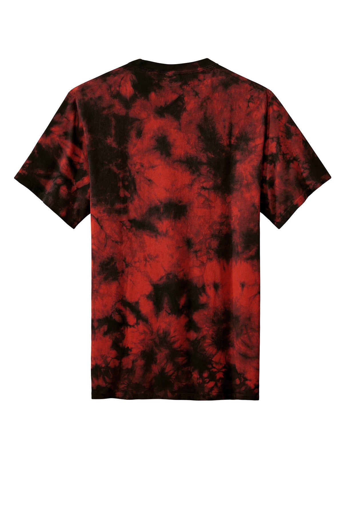 Rear View of Black/Red Port & Company Crystal Tie-Dye Tee PC145