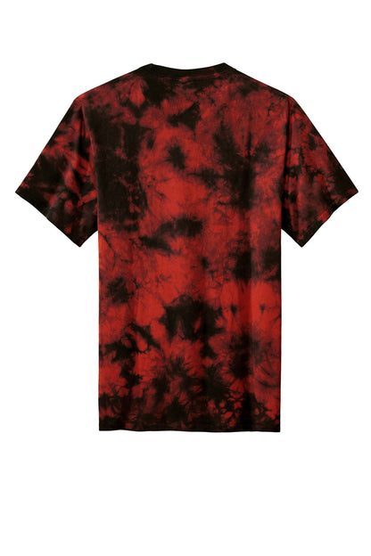 Rear View of Black/Red Port & Company Crystal Tie-Dye Tee PC145